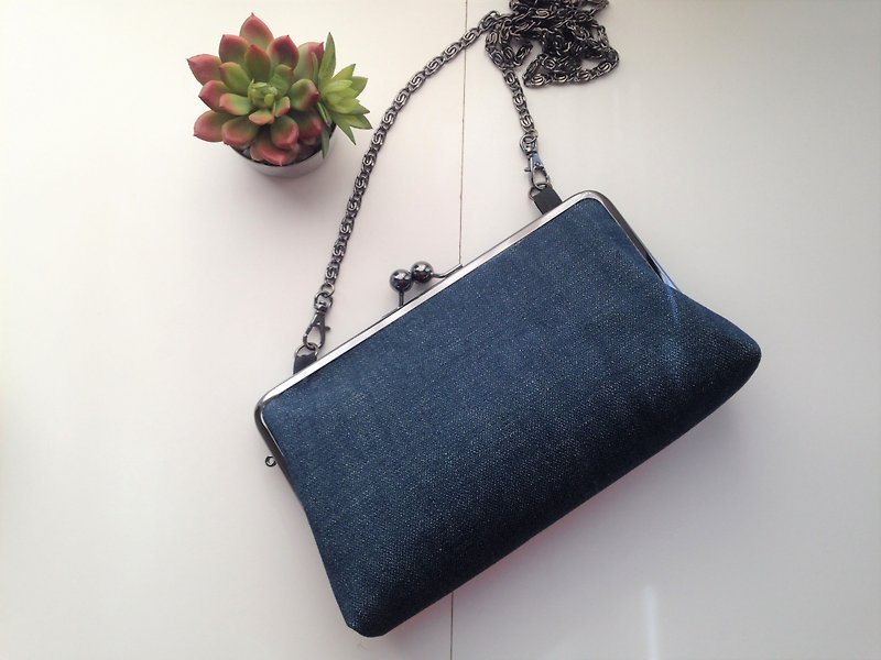Large-capacity large clasp long wallet denim - Wallets - Cotton & Hemp Blue