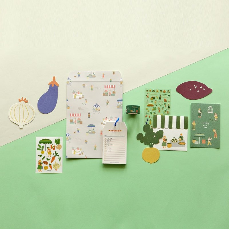 Small Market Creative Stationery Package -02 Fruit and Vegetable Shop, E2D18702 - Other - Paper Green