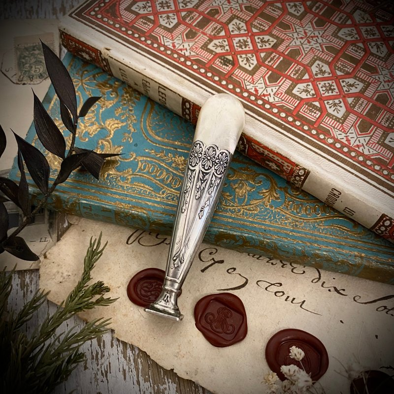19世紀末 法國純銀母貝印章 Belle Époque 華麗時期風格 - 印章/印台 - 純銀 銀色