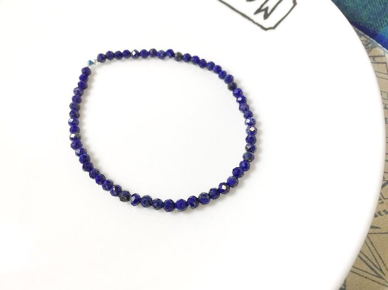 MH sterling silver natural stone elegant series _ wisdom spring _ lapis lazuli - สร้อยข้อมือ - เครื่องประดับพลอย สีน้ำเงิน
