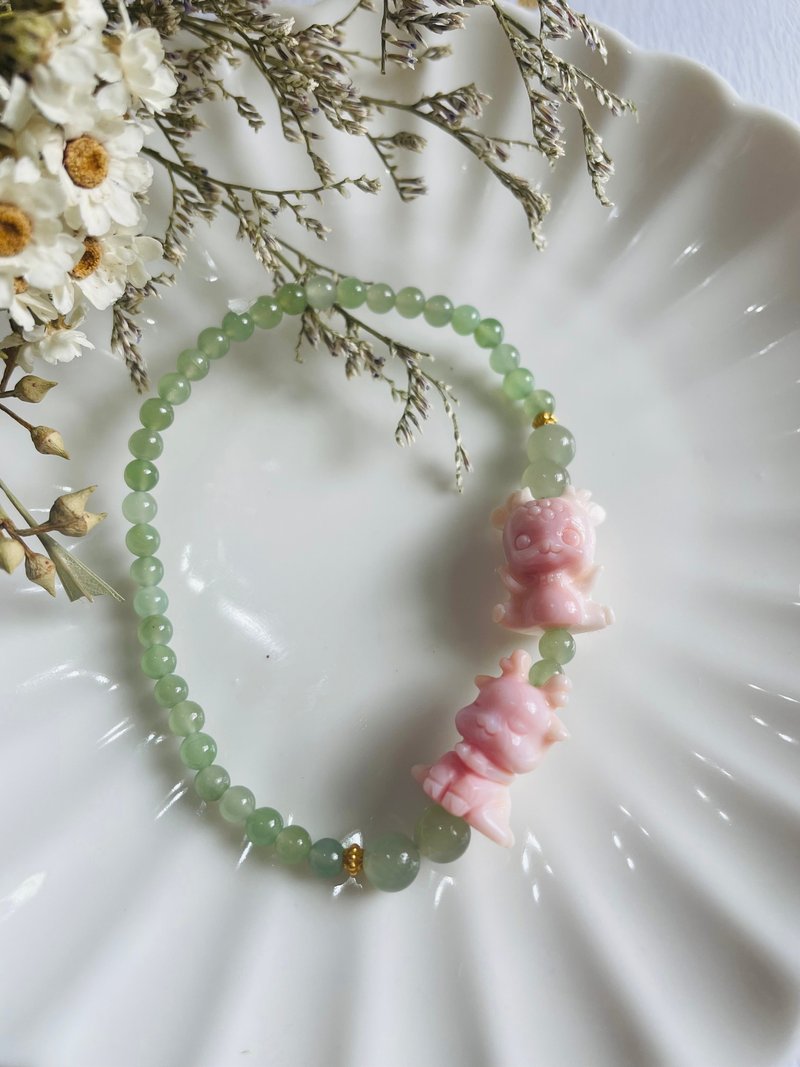 奈良小鹿春日碧绿  碧玉女王貝胭脂貝手鍊手串 - 手鍊/手環 - 玉石 綠色