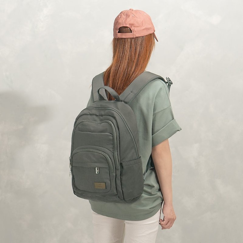 Backpack-Mofan multi-compartment water-repellent backpack-6006-3-multi-color optional - กระเป๋าเป้สะพายหลัง - ไนลอน สีเทา