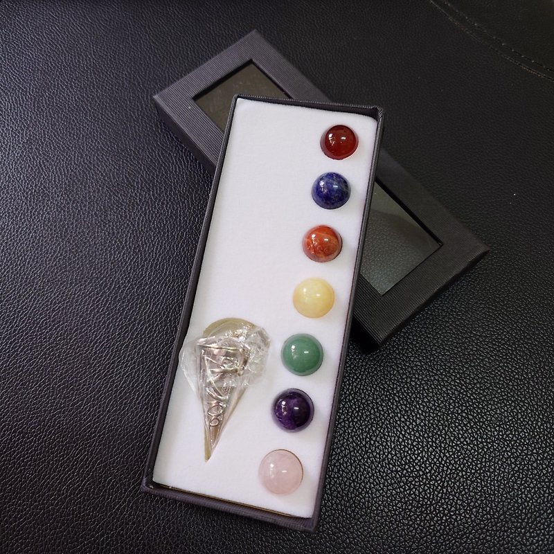Crystal Pendulum (includes seven-color crystals) - crystals can be replaced by yourself - สร้อยคอ - คริสตัล หลากหลายสี