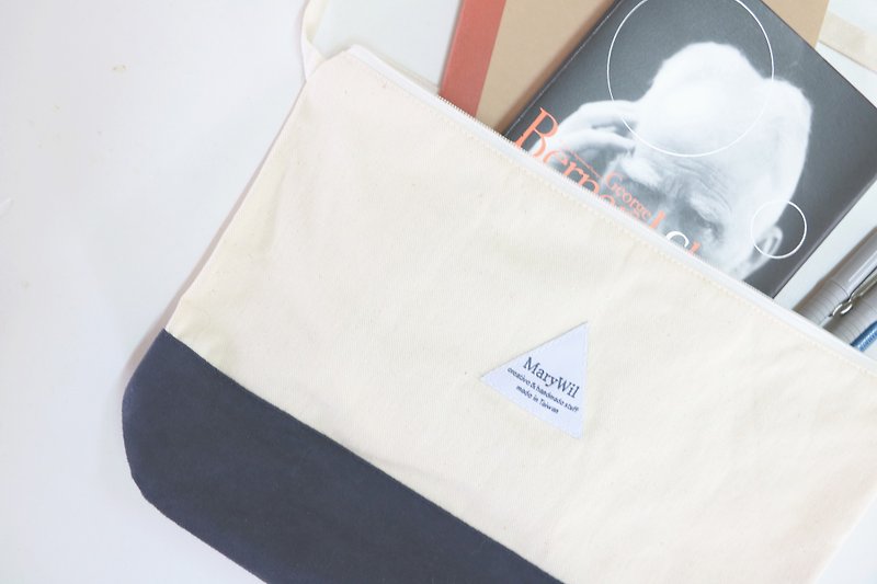 MaryWil-Your Lucky Canvas Gored Fashion Casual Shoulder Bag-Dark Blue - กระเป๋าแมสเซนเจอร์ - ผ้าฝ้าย/ผ้าลินิน สีน้ำเงิน