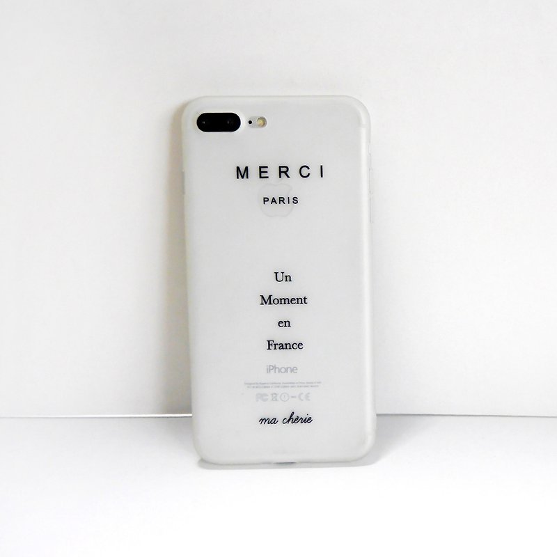 White MERCI phone case - เคส/ซองมือถือ - ซิลิคอน ขาว