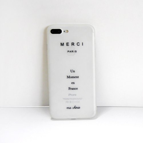 White MERCI phone case