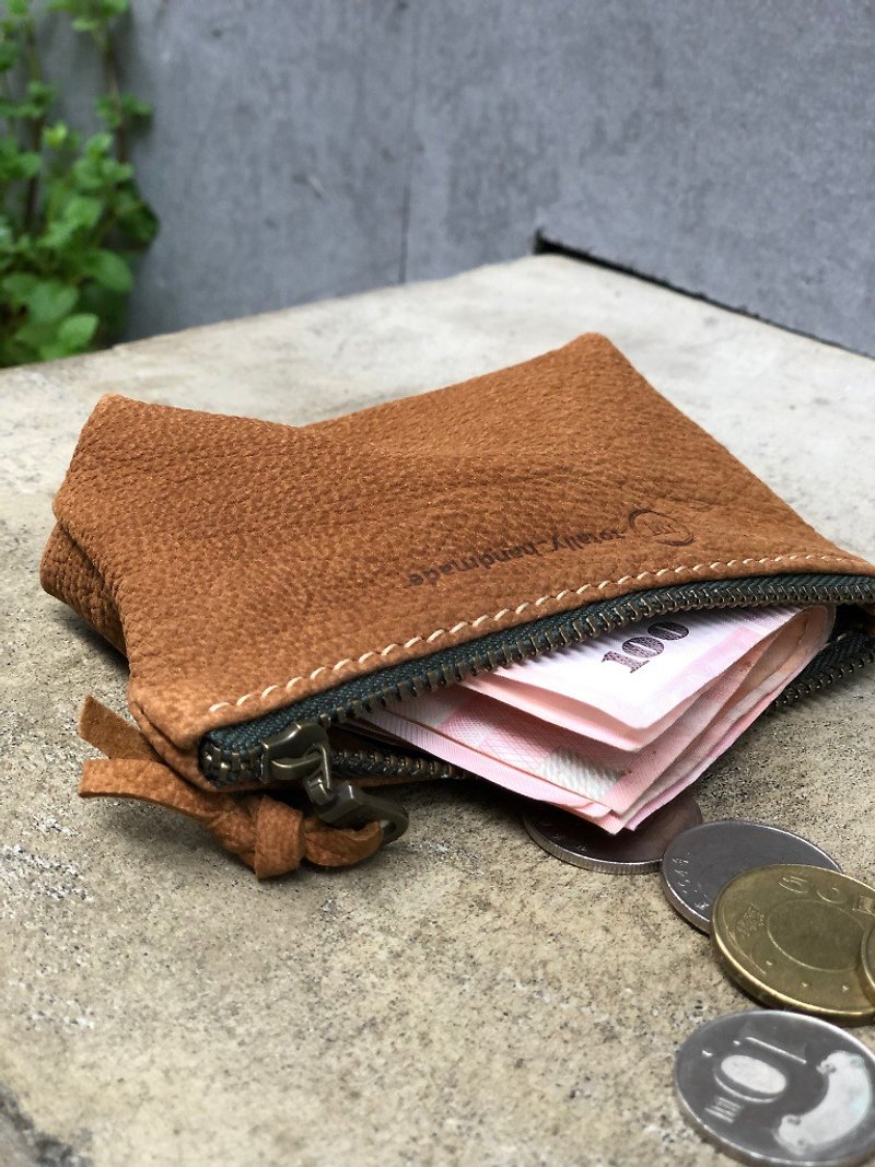 Sheepskin Small Wallet/Storage Bag Color: Desert/Mocha - กระเป๋าใส่เหรียญ - หนังแท้ สีนำ้ตาล