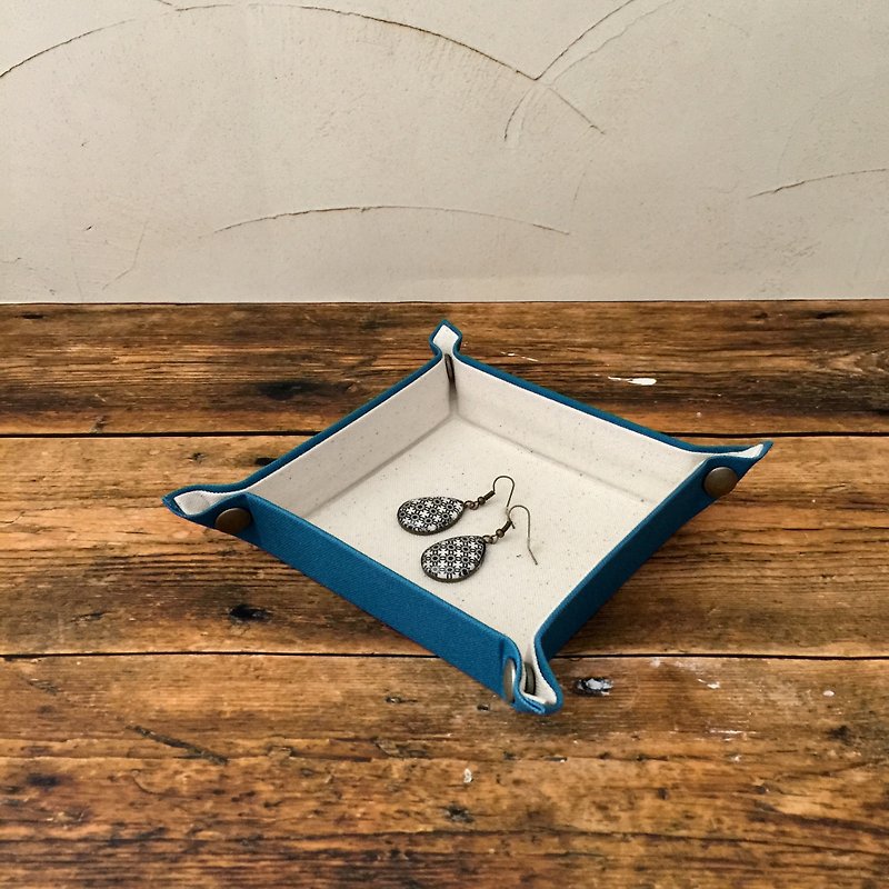 Multi tray Mini Cerulean Blue made of canvas - กล่องเก็บของ - ผ้าฝ้าย/ผ้าลินิน สีกากี