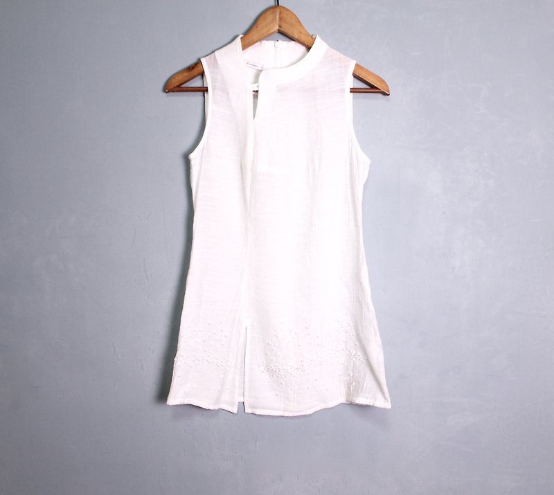 FOAK vintage special tailored white gauze long vest - Women's Vests - Other Materials 