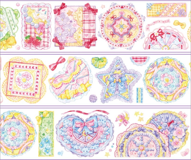 Lace flower cushion PET and paper tape - Washi Tape - Paper Multicolor