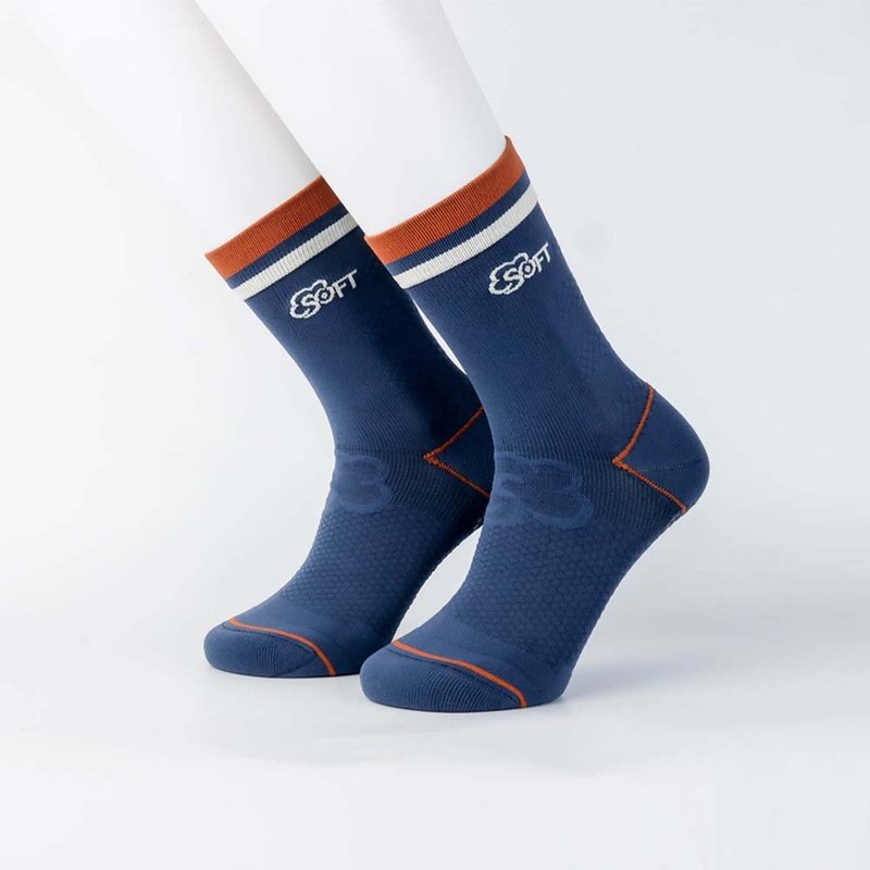 SOFT soft, comfortable, lightly pressed functional socks, sports socks, mid-calf socks, British caramel Brown, 1 pair - ถุงเท้า - ไนลอน สีเทา