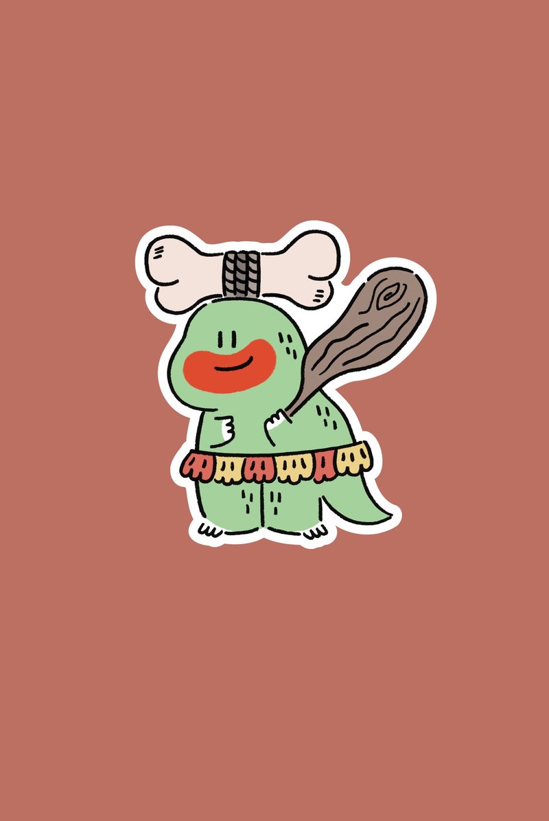 Jurawrsic Die-Cut Waterproof PVC Sticker – Dinosaur, Caveman, Costume, Halloween - 貼紙 - 紙 綠色