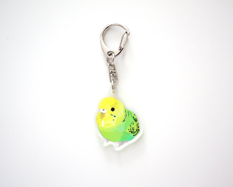 アクリルキーホルダー セキセイインコ・ベビー - 鑰匙圈/鑰匙包 - 壓克力 黃色