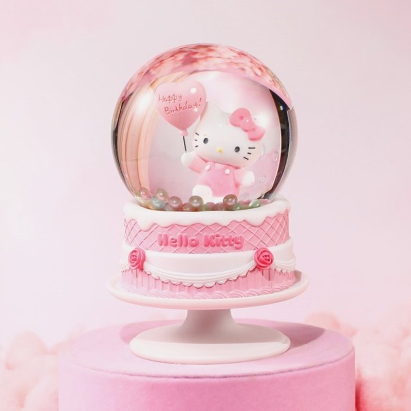 Hello Kitty Birthday Wishes Crystal Ball Music Box Birthday Christmas Exchange Gift Sanrio Cake - Items for Display - Glass 