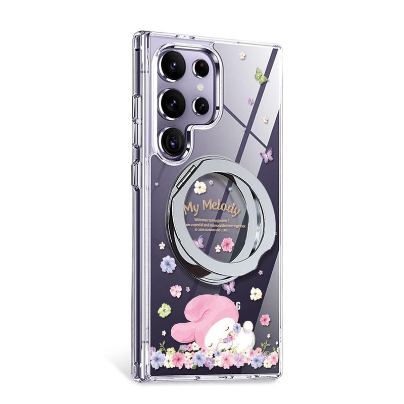 三麗鷗 Samsung S25/S24/A56 軍規360旋轉磁吸立架殼-午覺美樂蒂 - 手機殼/手機套 - 其他材質 多色