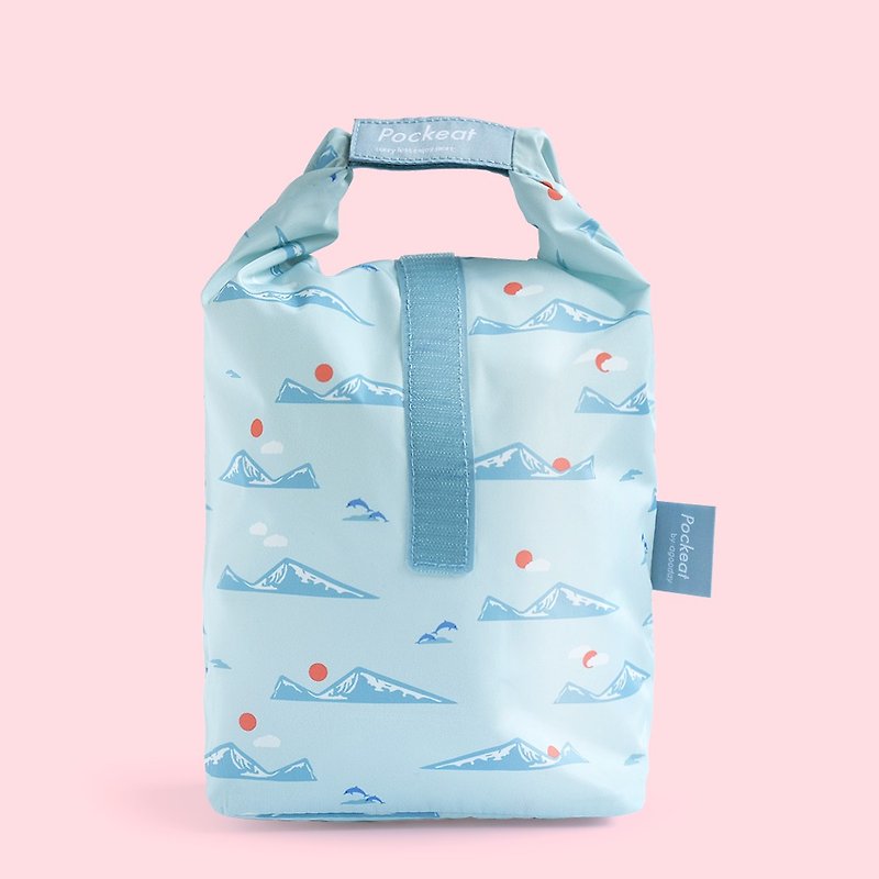 agooday | Pockeat food bag(L) - Turtle Island - Lunch Boxes - Plastic Blue