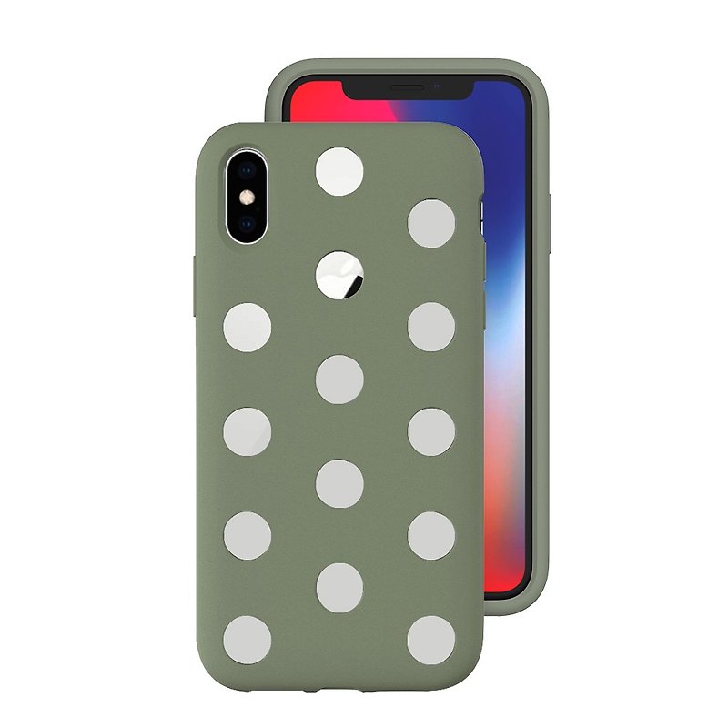 AndMesh-iPhone Xs Dot Double Collision Protective Case-マッドグリーン（4571384958967 - スマホケース - その他の素材 イエロー