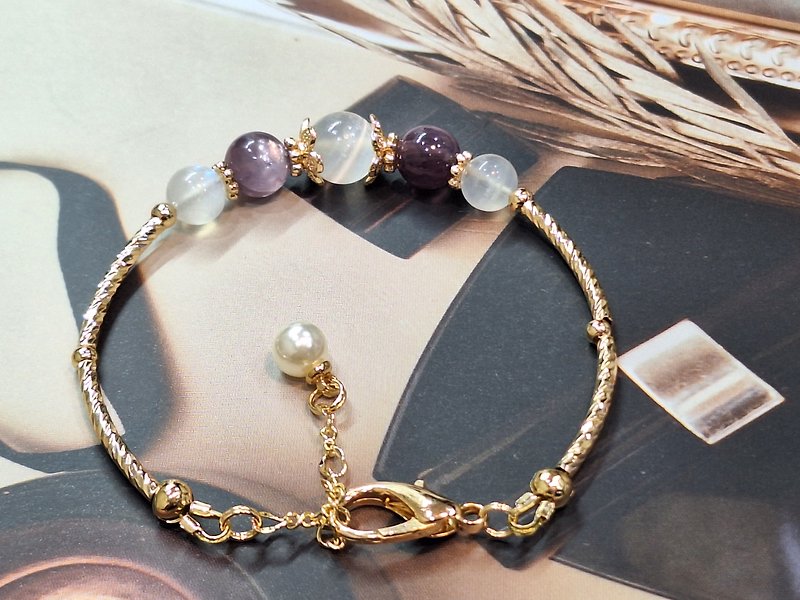 Amethyst/Blue Moonlight/Transparent Gypsum 14k Bracelet - Bracelets - Crystal 