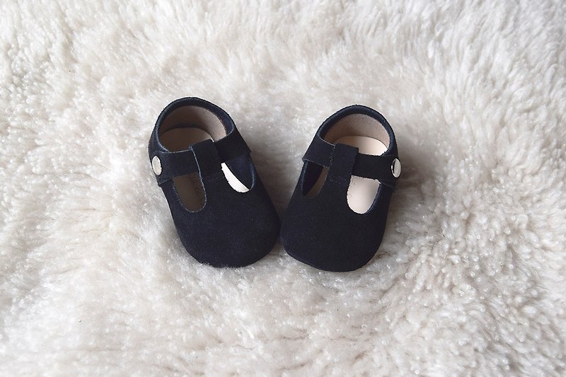 Black Baby Girl Shoes, Baby Moccasins, Baby Booties, Infant Crib Shoes - รองเท้าเด็ก - หนังแท้ สีดำ