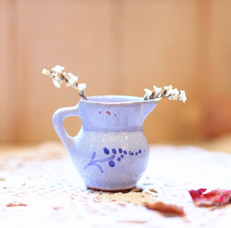 [良い日]ドイツヴィンテージフェチ手描きの陶器の花瓶 - 置物 - 陶器 ブルー