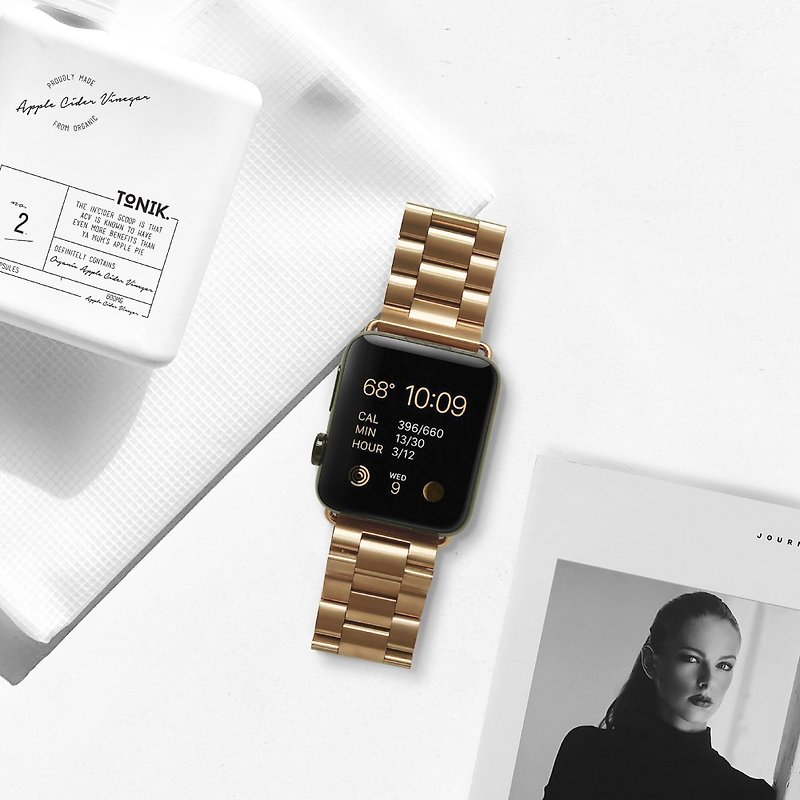【客製化禮物】情人禮物 Apple Watch 訂製英文名 金屬不鏽鋼錶帶 - 錶帶 - 其他金屬 銀色