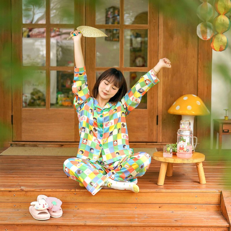 無限宇宙 魔方家居服 柔軟絲滑抗皺 睡衣睡褲兩件套 - 睡衣/居家服 - 聚酯纖維 多色