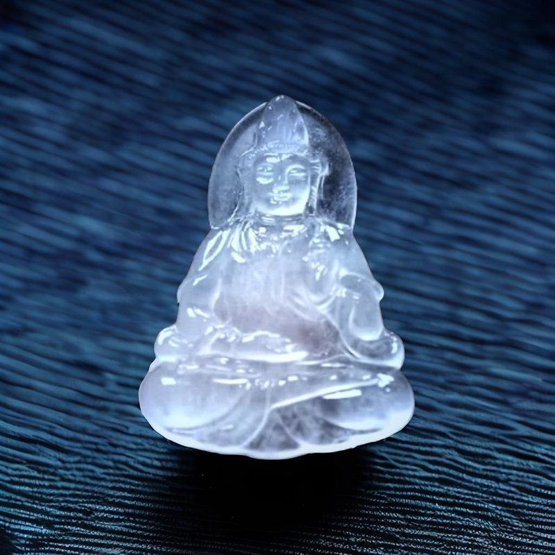 玻璃種翡翠精雕觀音菩薩 | 天然緬甸玉翡翠A貨 | 送禮 - 吊飾/掛飾 - 玉石 透明