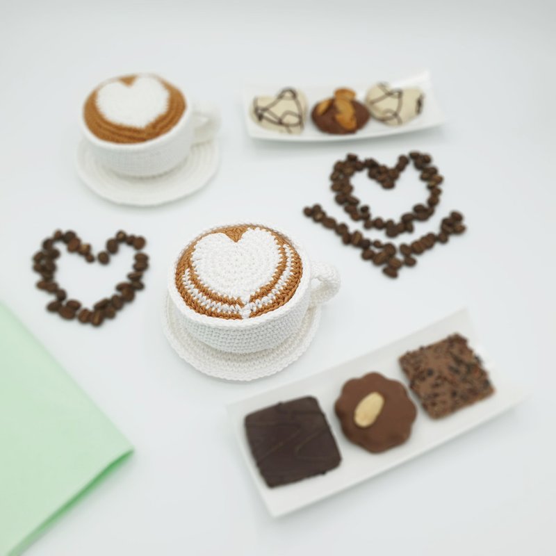 Crochet Mug Of Cappuccino With Latte Art Heart (2 Types) Crochet Pattern - 手工藝教學/工具書 - 其他材質 