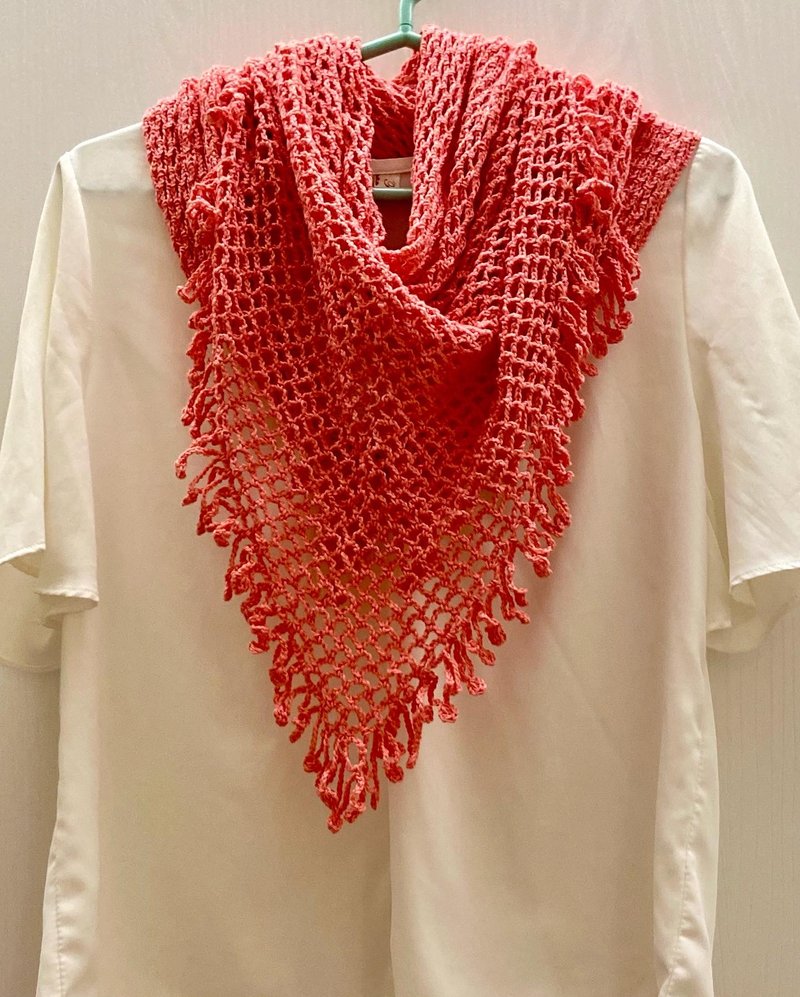 triangular shawl fringed shawl - Knit Scarves & Wraps - Cotton & Hemp Multicolor