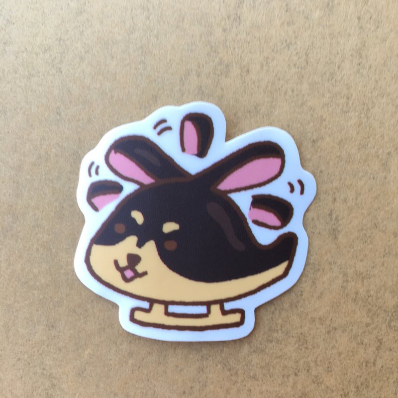 Sausage helicopter small waterproof sticker SS0085 - Stickers - Paper Brown