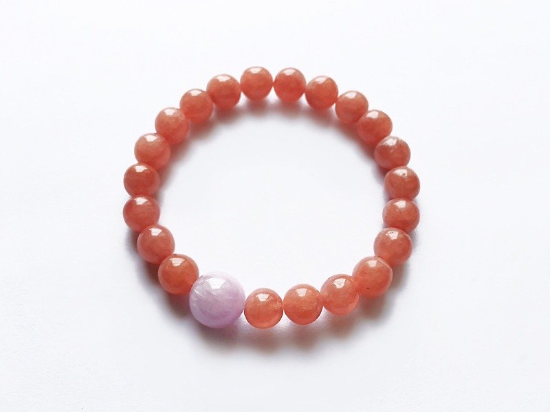 [Ofelia.] Customized high grade rhodochrosite x purple lithium fry bracelet - Bracelets - Gemstone Pink