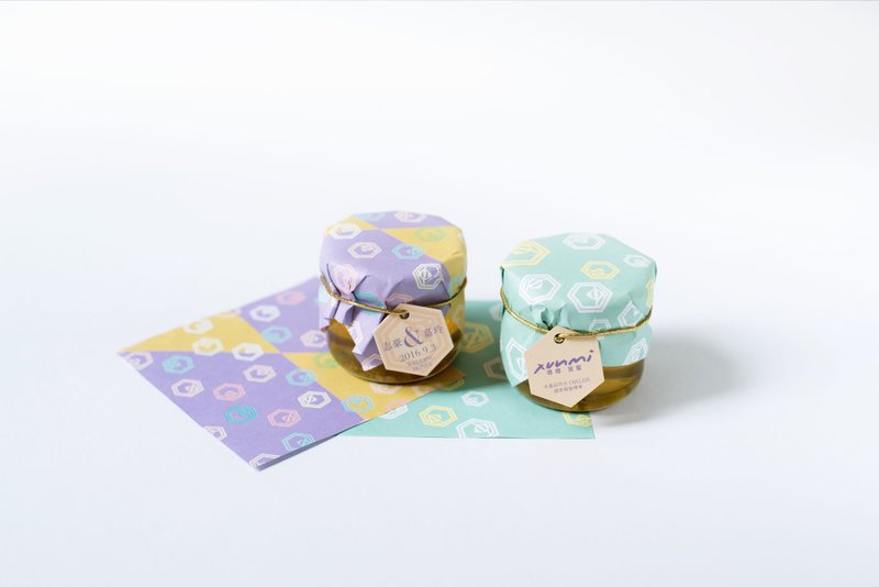 【客製化禮物】婚禮小物 l 囍蜜優雅版 (小玉西瓜蜜) - 蜂蜜/黑糖 - 玻璃 綠色