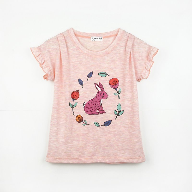 Parent-child child models - the flowers Bunny T-shirt / t-shirt - Other - Cotton & Hemp Pink