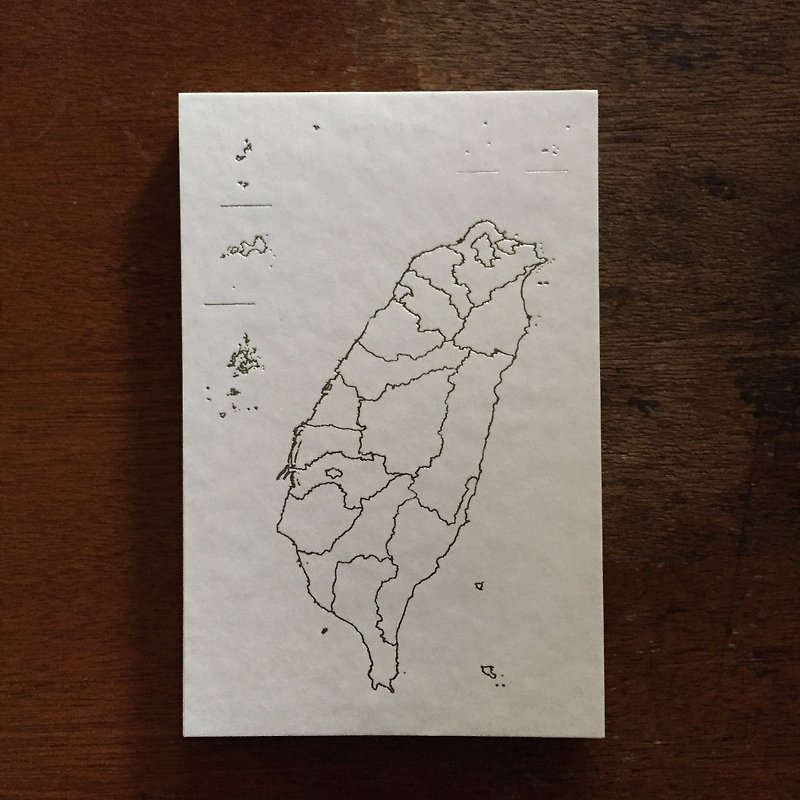 台灣地圖明信片 / 白卡燙亮銀 - 心意卡/卡片 - 紙 白色