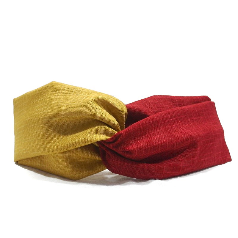 Like you like me red and yellow contrast | hair band - เครื่องประดับผม - ผ้าฝ้าย/ผ้าลินิน สีแดง