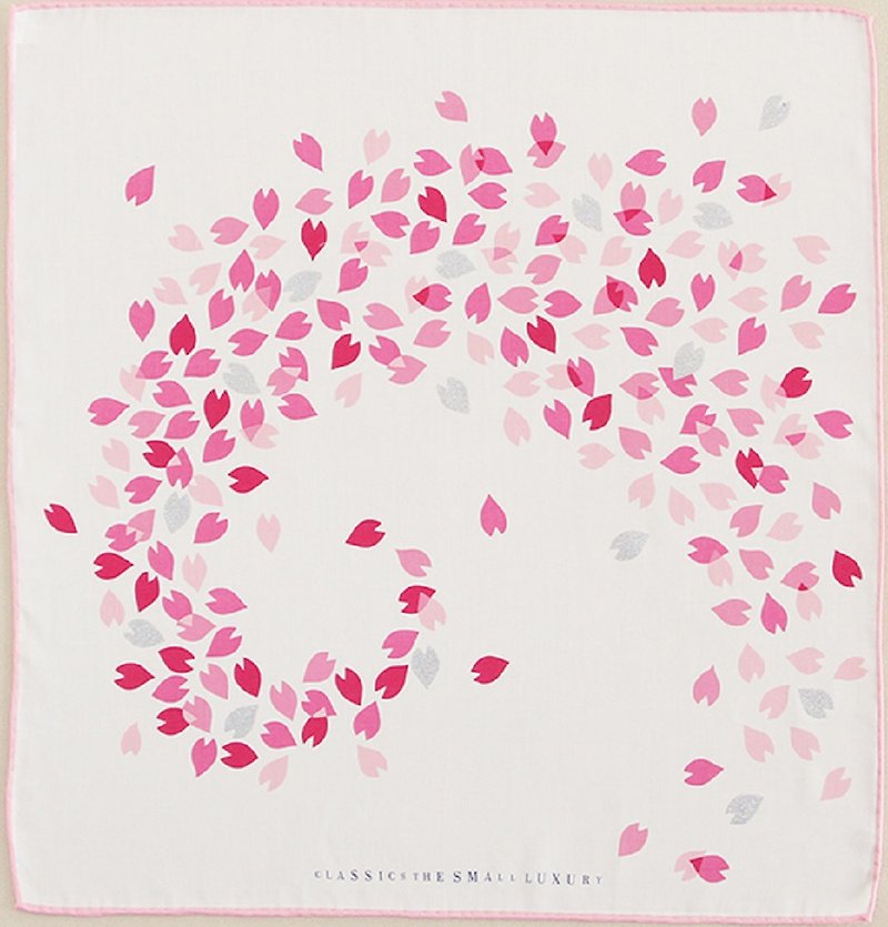 handkerchief【Sakura Arashi　white】 - 手帕 - 棉．麻 白色