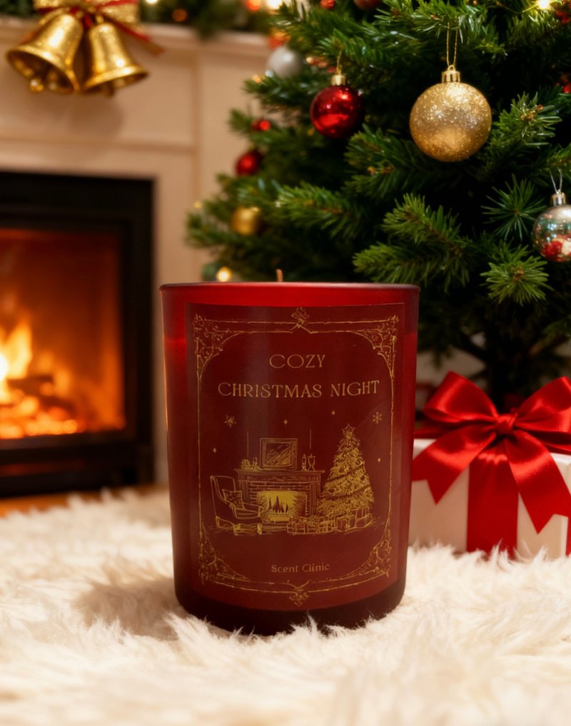 聖誕限定 Cozy Christmas Night 愜意的聖誕夜 大豆蠟香薰蠟燭 - 香氛/精油/擴香 - 蠟 紅色