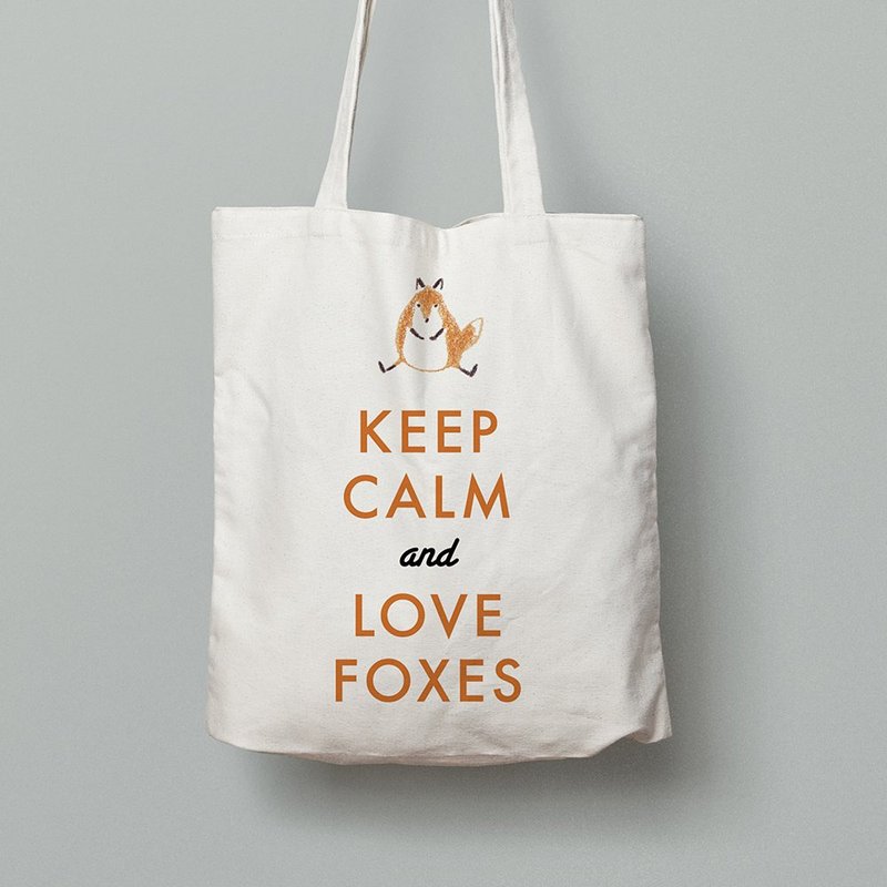 KEEP CALM AND LOVE FOXES│帆布托特包 - 側背包/斜背包 - 其他材質 白色