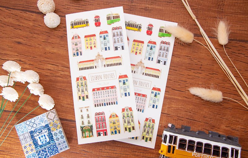 A pack of 2 stickers for a small house in Lisbon - Stickers - Paper Multicolor