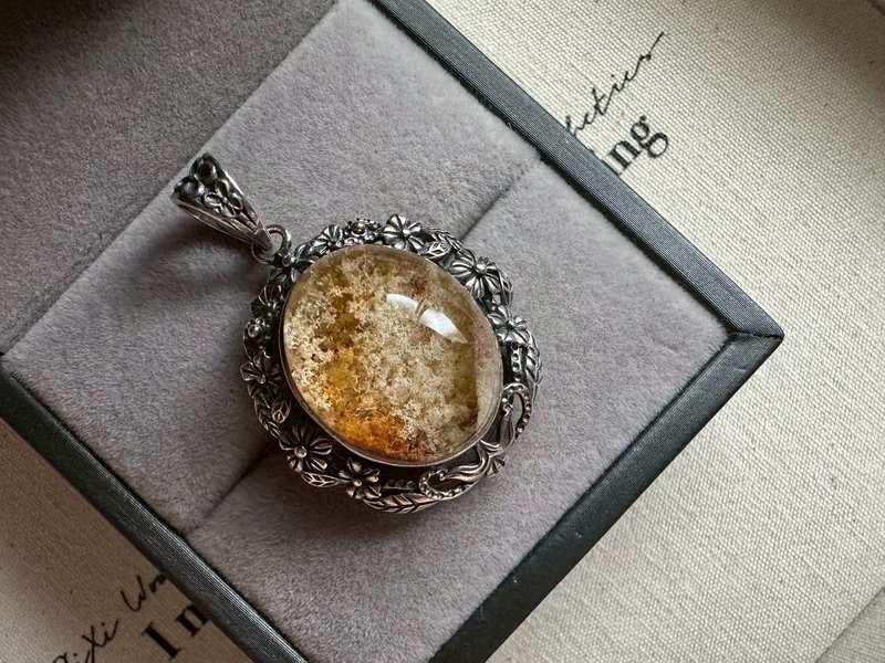 黃幽靈水晶 925銀吊墜 - 項鍊 - 水晶 