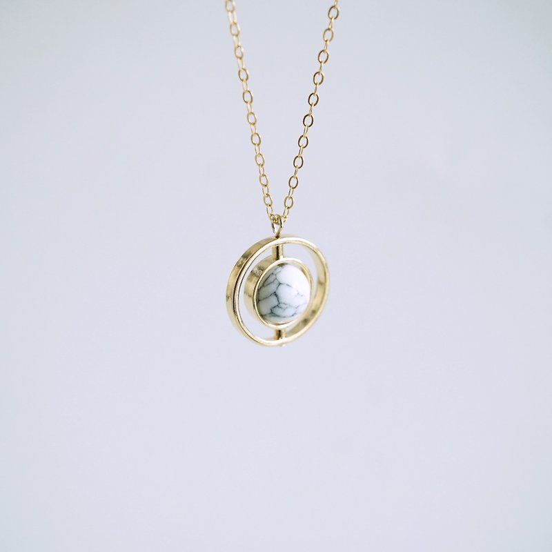 Black Marble Planet Necklace | 14K Gold Filled | Black Howlite Marble - Necklaces - Gemstone Silver