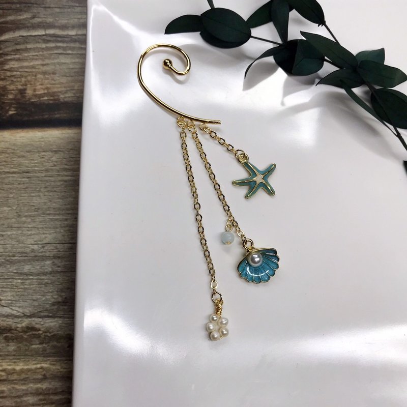 海底世界││精靈耳掛 單支耳掛 耳掛耳環 客製化 - 耳環/耳夾/耳骨夾 - 銅/黃銅 