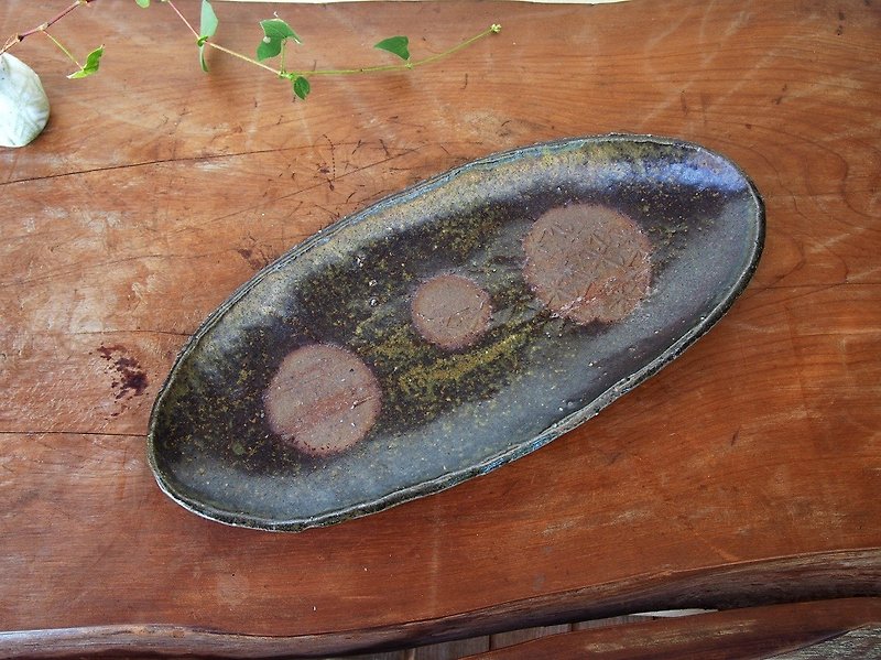 備前 楕円皿・ぼた餅(約27cm)　sr4-042 - 皿・プレート - 陶器 ブラウン