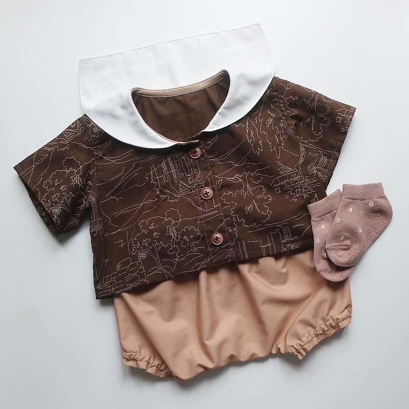 Handmade newborn baby gift box - Tops & T-Shirts - Cotton & Hemp Brown
