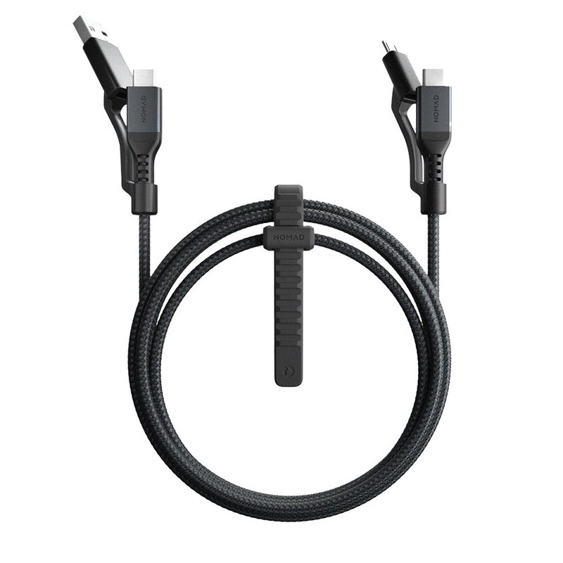 [NOMAD USA] Universal 3-in-1 Charging Transmission Cable V2 -1.5m | USB-C - Chargers & Cables - Aluminum Alloy Black