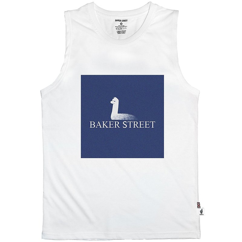 英國潮流品牌【Baker Street 貝克街】男裝．純棉．無袖上衣．羊駝天鵝．Is Not a Swan Printed Vest - 男裝 背心 - 棉．麻 白色