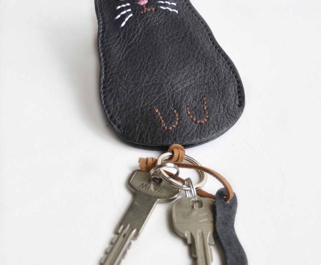 小太り猫のキーケース 黒ねこ - ショップ よもぎや キーホルダー
