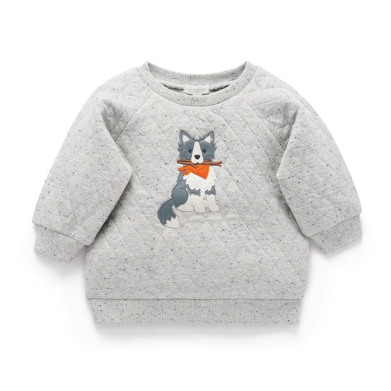 澳洲Purebaby有機棉兒童長袖保暖上衣12M-5T 灰色牧羊犬 - 男/女童裝 - 棉．麻 