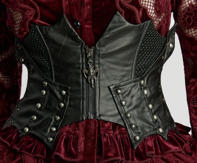 パンクレッドゴッド バットレザー リベット コルセット / ウエスト