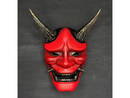 Oni Half Face Wearable Mempo Mask, Japanese Samurai Cosplay Steelish Black Half  Face Mask, Ninja Armour, Youkai Half Mask With Big Fangs 